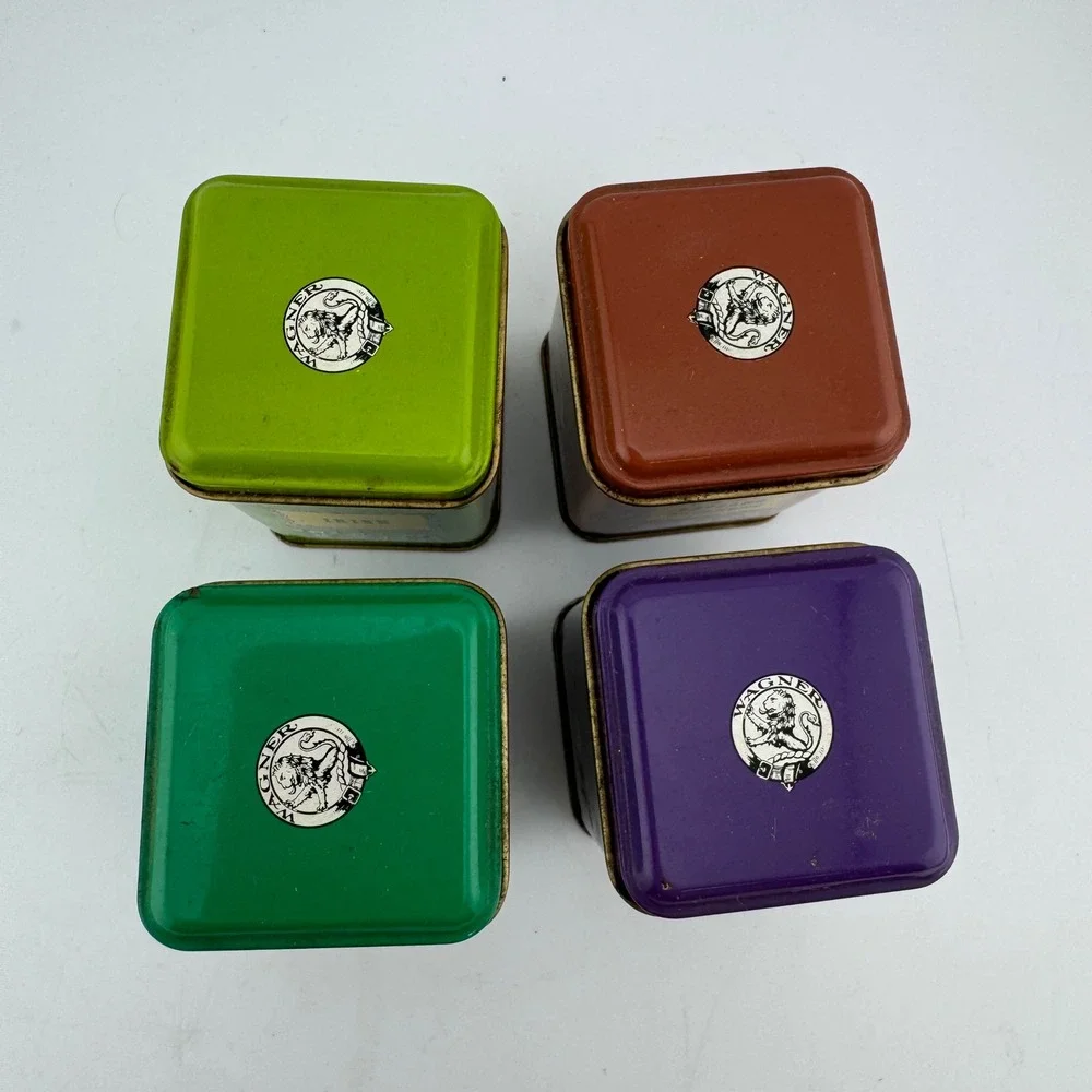 John Wagner & Sons Tea Tins Small Multicolor Vintage Set of 4 Kitchenalia